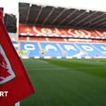 FAW corner flag at Cardiff City Stadium before Wales play Bosnia